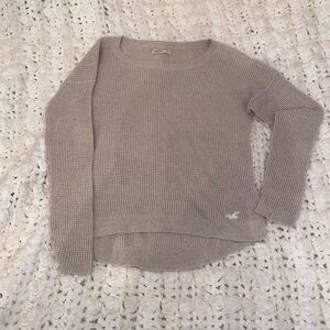Hollister Gray Waffle Knit Pullover Sweater High-Low Hem